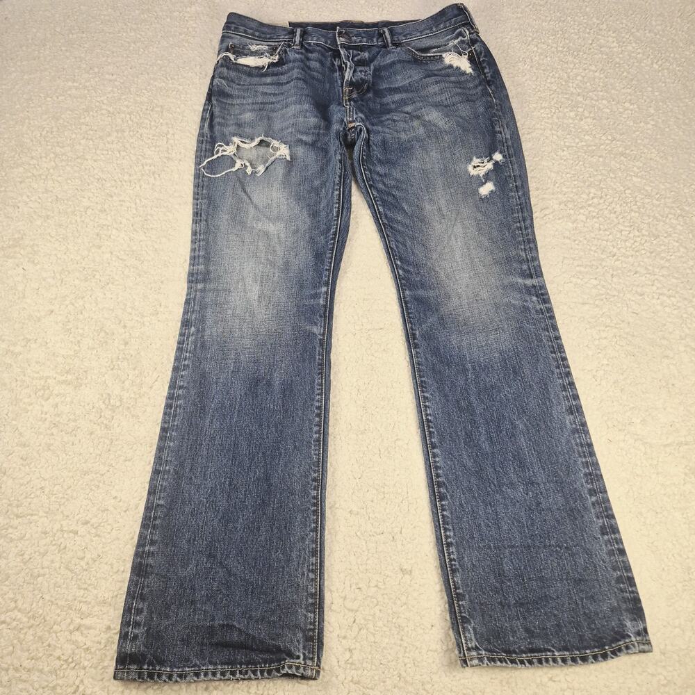 Abercrombie & Fitch Bootcut Jeans Men's 34x34 Blue Denim Button Fly Made in USA